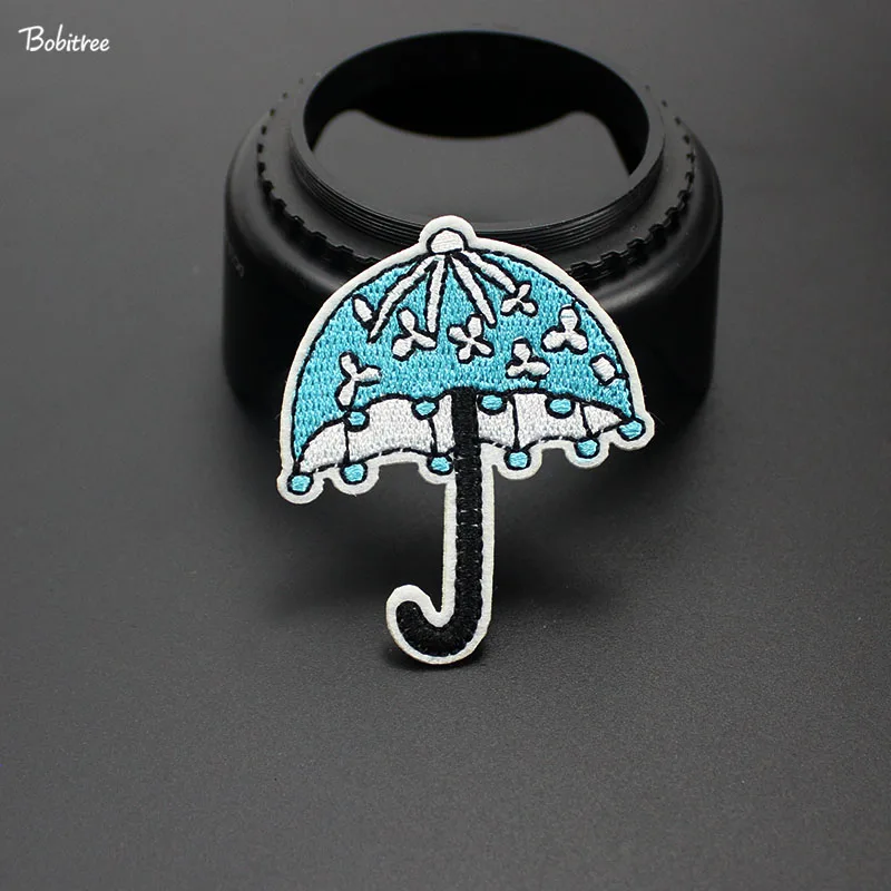 Girls Embroidered Patch Clothes Decoration Iron on Patches Fashion Blue Umbrella Apparel for Jacket Jeans Bagdes | Дом и сад