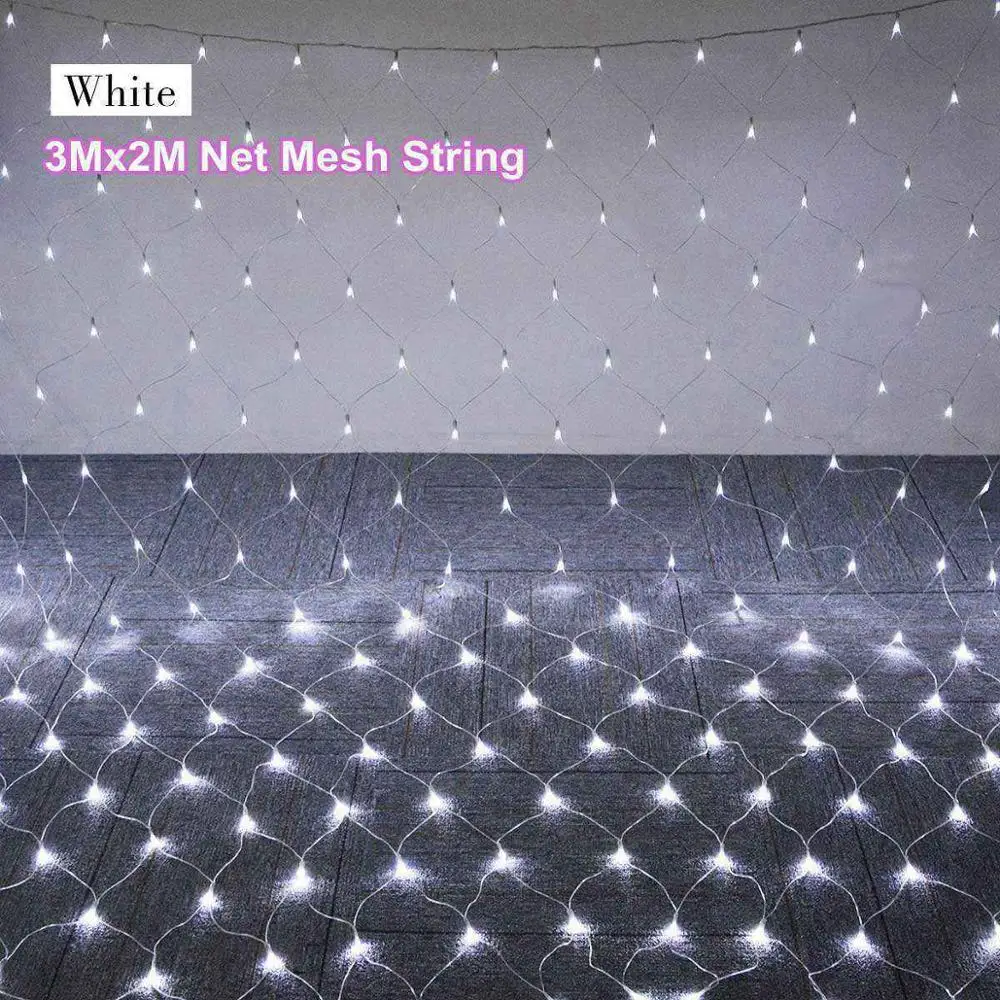3Mx2M Net String Светодиодный шар 6 м, 20 лампочек, уличный ландшафтный светильник, гирлянда, сделай сам, для рождественской вечеринки, свадьбы, сказочный светильник, 220 В, Европейский штекер, садовый декор - Испускаемый цвет: 3Mx2M Net String