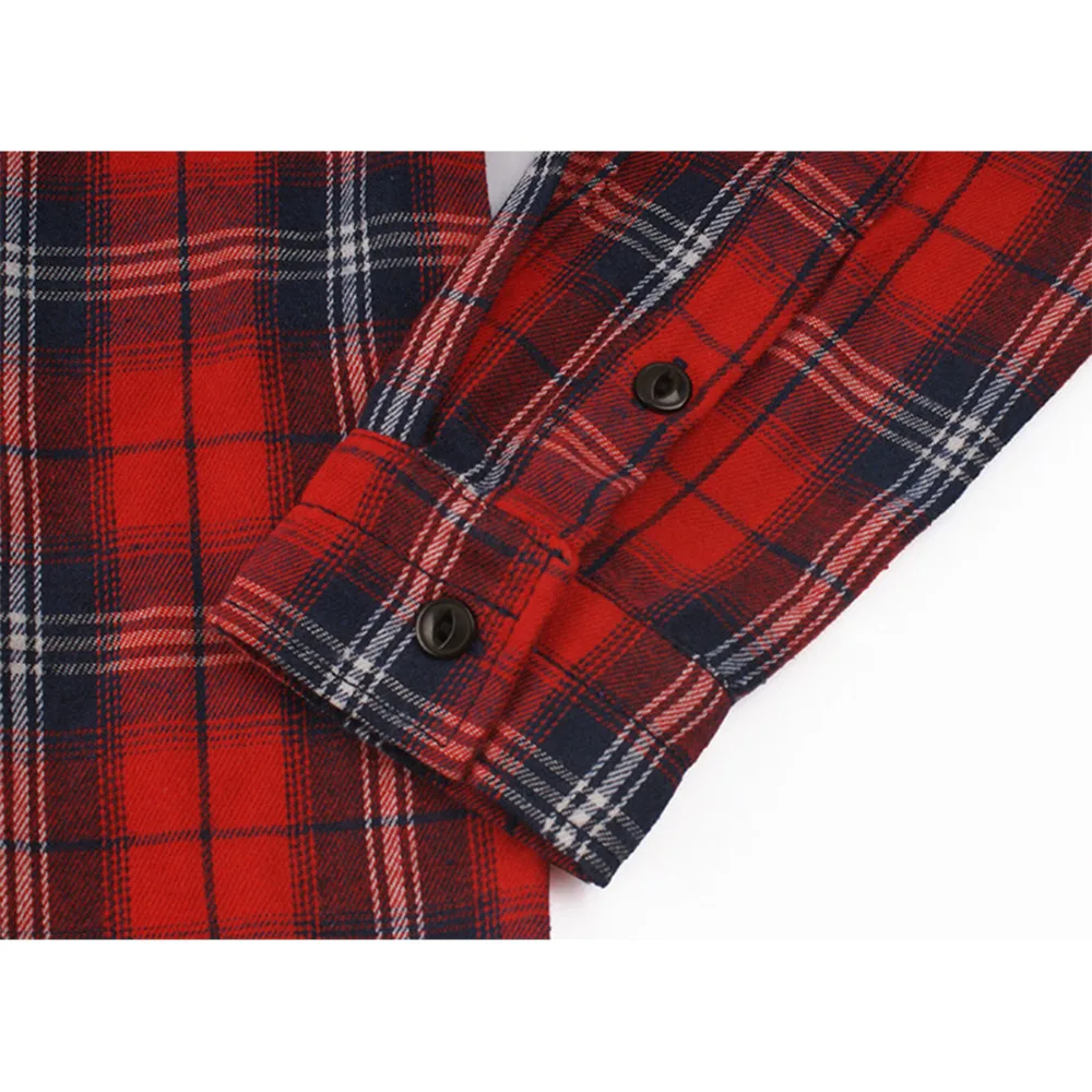 Мужская хлопковая рубашка в клетку с длинным рукавом Chemise Homme красная Зеленая