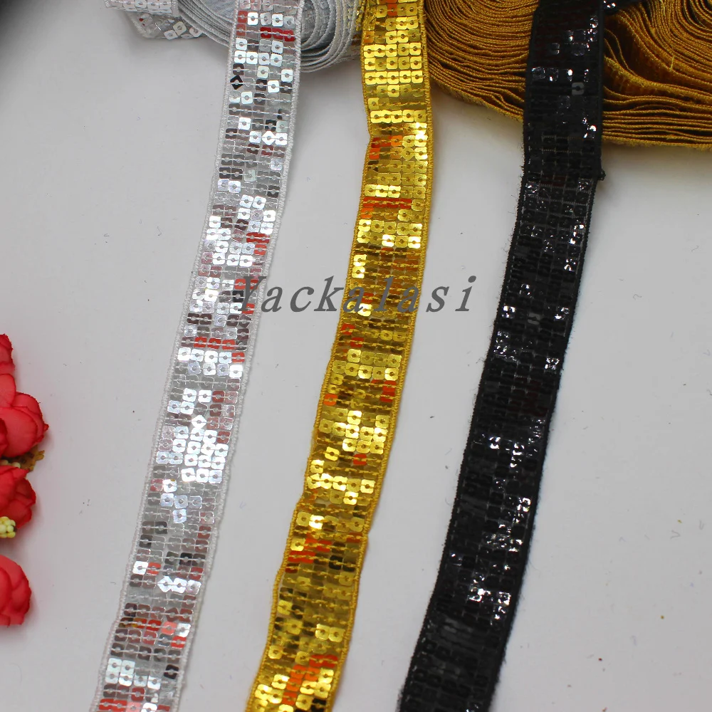 YACKALASI 18 ярдов/партия кружевные ленты с блестками плетеная лента Золотая