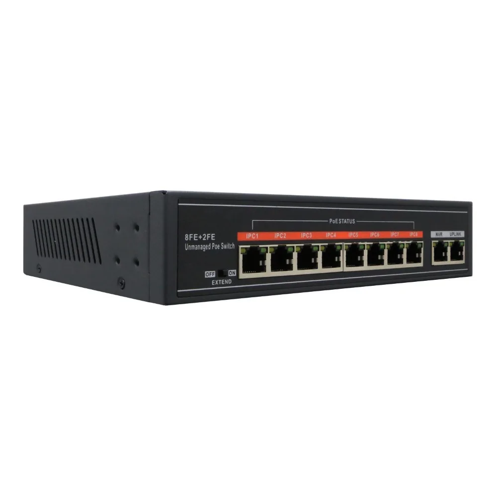 SECUPOE 8 портовый PoE коммутатор 10/100 м 2 Uplink 802.3af 802.3at встроенный DC48V источник питания 250
