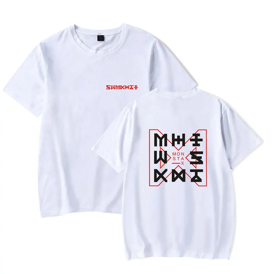 VAGROVSY Kpop MONSTA X, новинка, футболка с логотипом, для женщин и мужчин, хип-хоп, хлопковая футболка, летняя, с круглым вырезом, с коротким рукавом, MONSTA-X, Camiseta Feminina