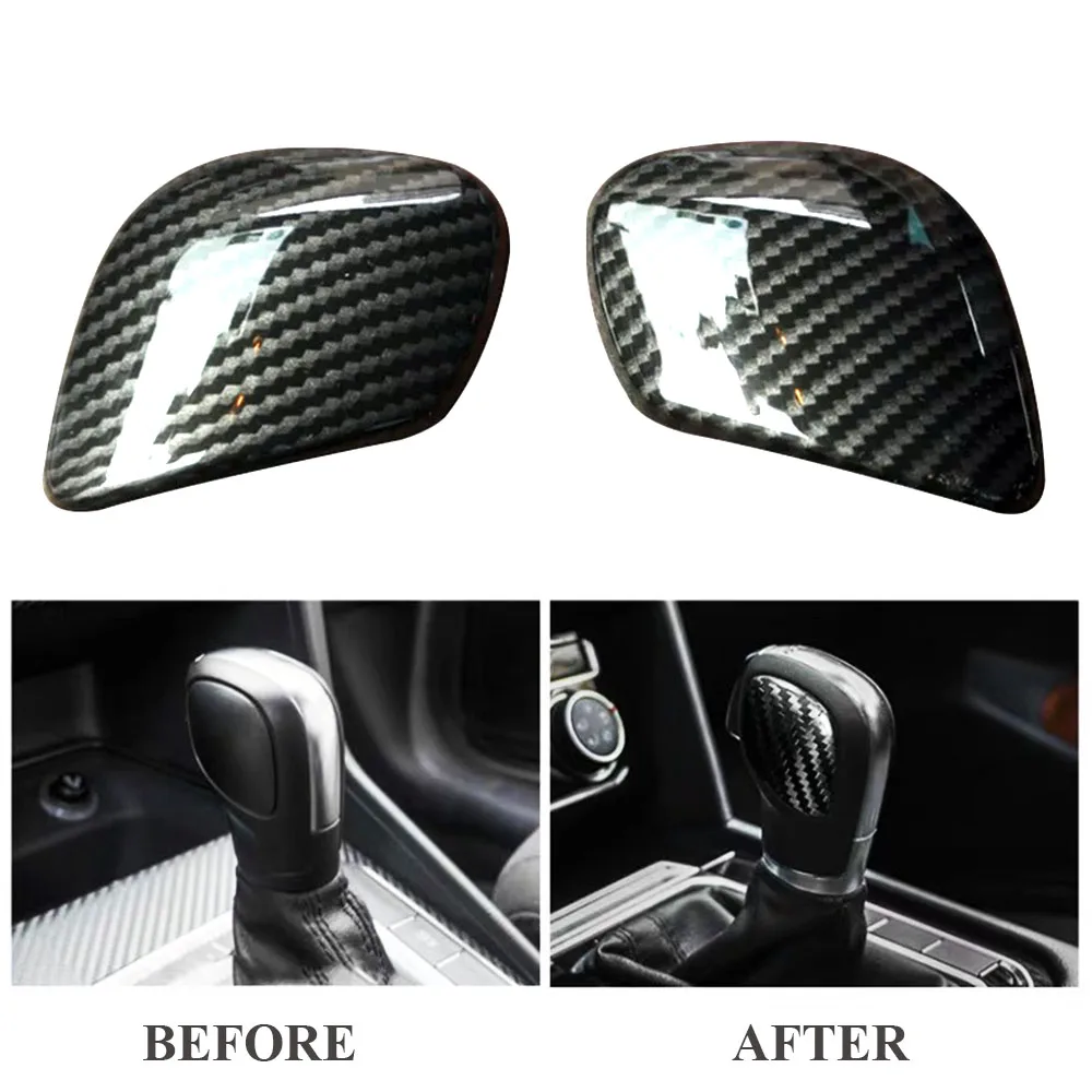 

JEAZEA 2Pcs Carbon Fiber Gear Shift Knob Gear Head Cover Sticker For VW Golf 7 GTI MK7 Car Styling