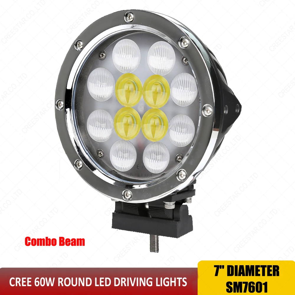7-дюймовые светодиодные фары дальнего света 60 Вт круглсветодиодный для