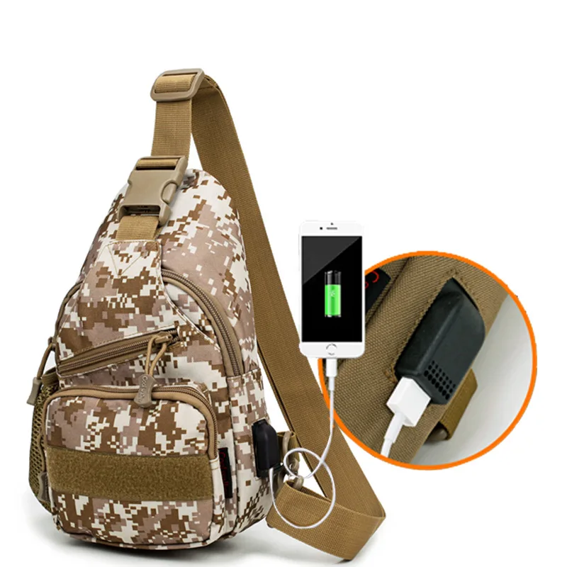 Тактическая Сумка Слинг Molle с USB разъемом повседневная нейлоновая Военная