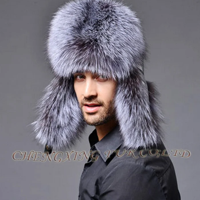 CX-C-47C новая 2023 Натуральная мужская зимняя меховая шапка из серебристого лисьего