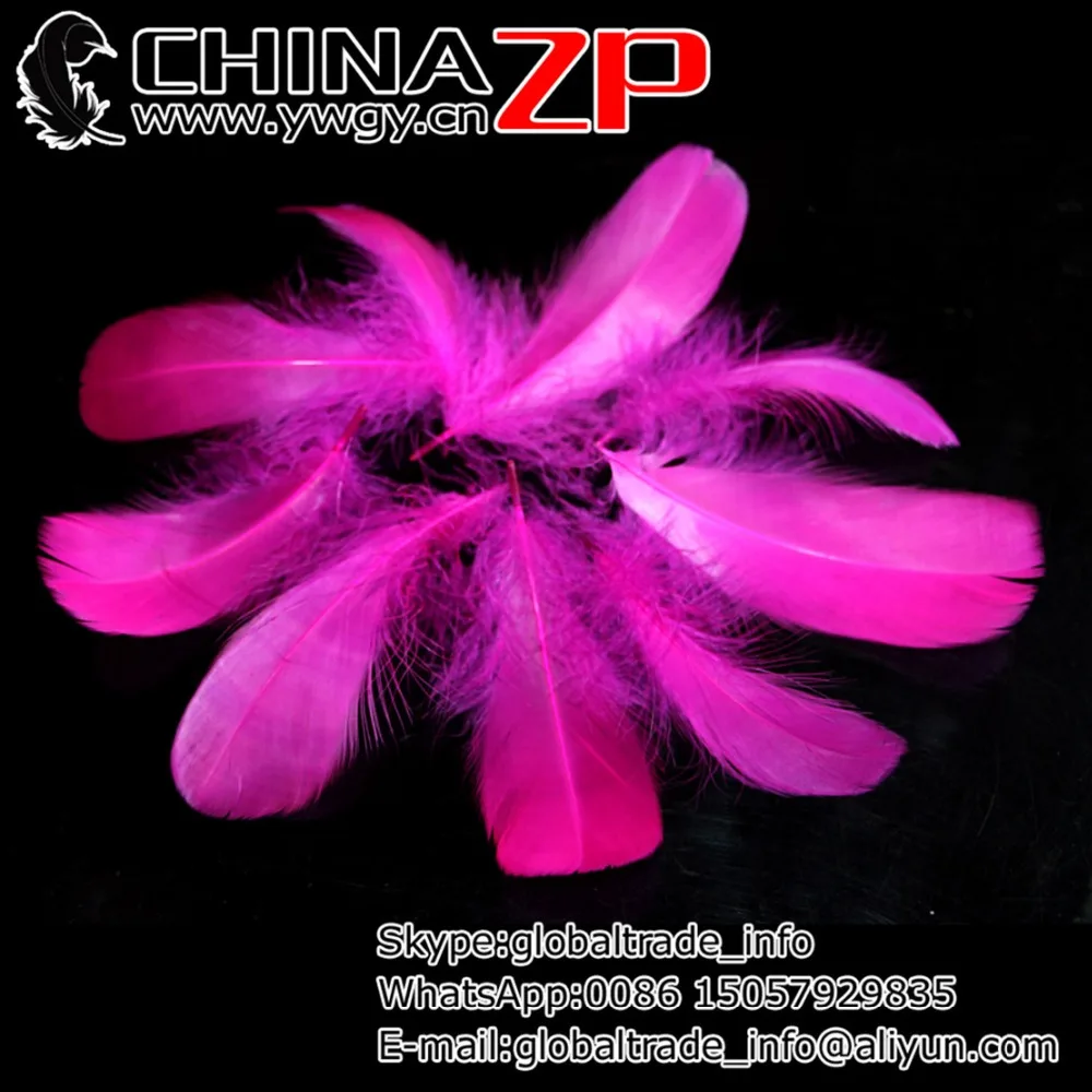 

Leading Supplier CHINAZP Factory www.ywgy.cn 100pcs/lot Hot Sale Dyed Fuchsia DIY Goose Coquille Feathers