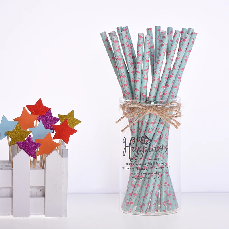 25 шт. бумажная соломинка для питья фламинго свадьбы Хэллоуина Рождества