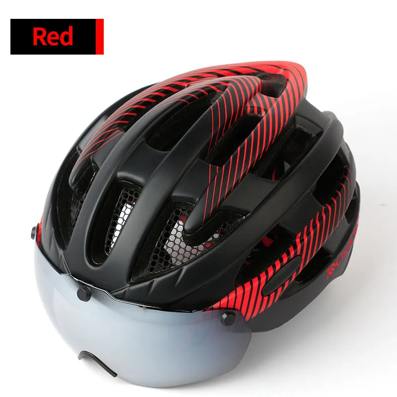 Red 1 lens Coolchange, велосипедные шлем с легкий ветрозащитный очки велосипед шлем MTB сеткой отлиты Для мужчин велосипедный шлем - Цвет: Red 1 lens