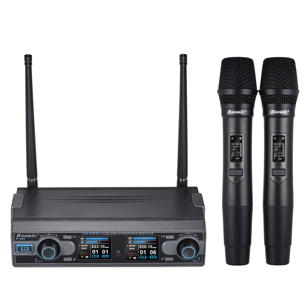 D 332 Профессиональный Двухканальный UHF Цифровой беспроводной ручной микрофон