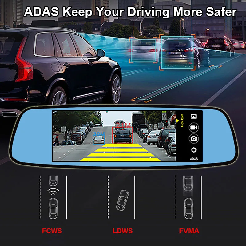 Автомобильный видеорегистратор 4G сенсорный дисплей 7 84 дюйма ADAS удаленный