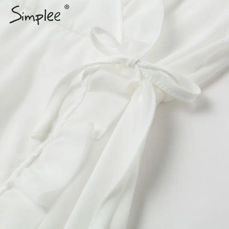 Женское платье миди с запахом Simplee богемное женское летнее белое 2019 V образным