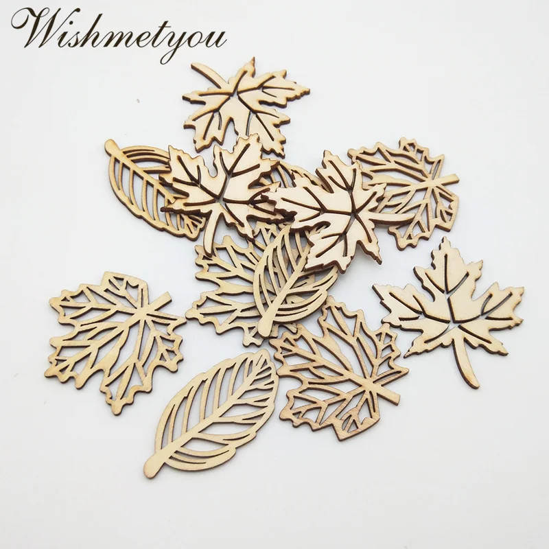 WISHMETYOU 24 шт. микс лист натуральные деревянные Чипсы украшения Скрапбукинг ремесла принадлежности ручной работы Листья Искусство граффити Кнопка Новинка