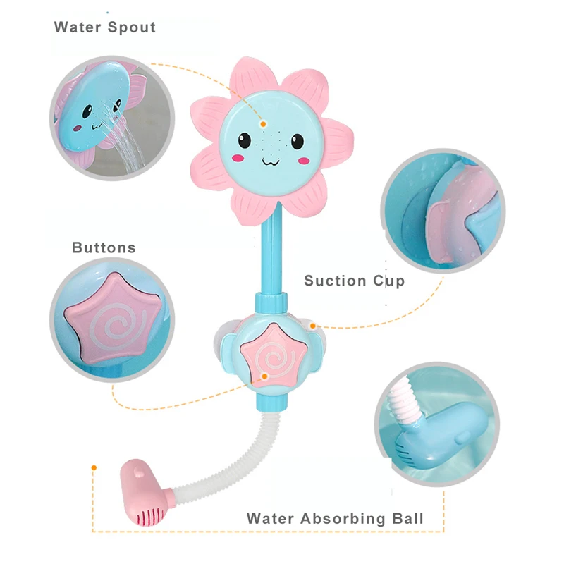 Electric Baby Water Game Bath Toy Bathing Tub Sunflower Shower Faucet Spray Swimming Bathroom Toys Children Toddler | Игрушки и хобби