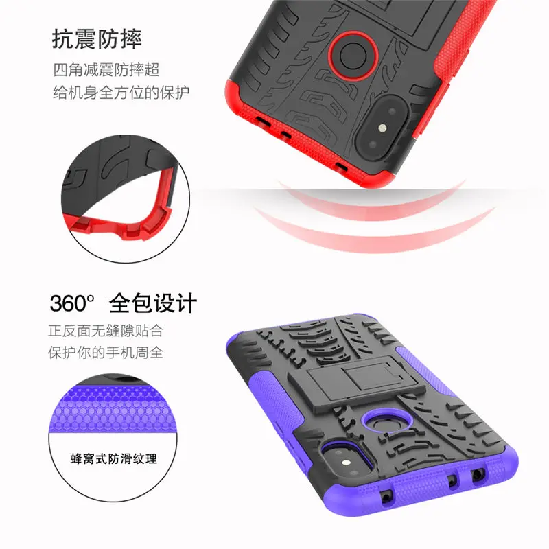 Rugged Armor Case For Xiaomi Redmi Note 6 Pro case Shockproof Hybrid PC Stand Protective Cover Full Coque Capa | Мобильные телефоны