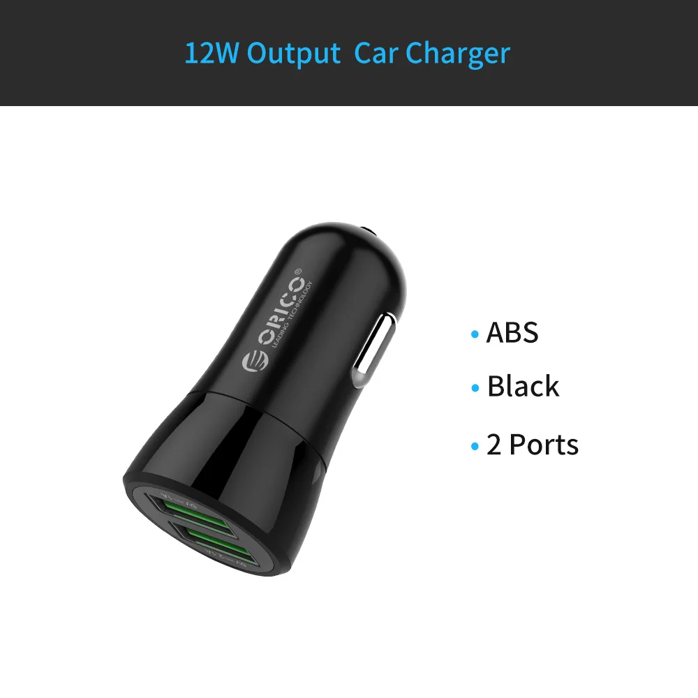 Автомобильное USB зарядное устройство ORICO 5V2. 1A 5V1A 15,5 Вт макс двойной выход Автомобильное зарядное устройство для samsung huawei Xiaomi Tablet - Тип штекера: UPQ 12W Black