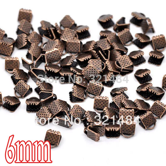 Античная медь 6 мм 1000X ленточный шнур концевые крышки обжимные концы застежки