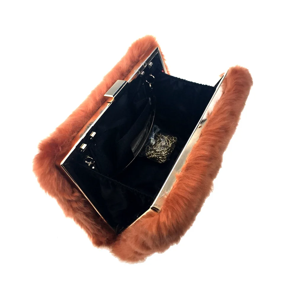 Зимние Для женщин искусственного меха Сумочка Сумка для вечерние клапаном Сумки