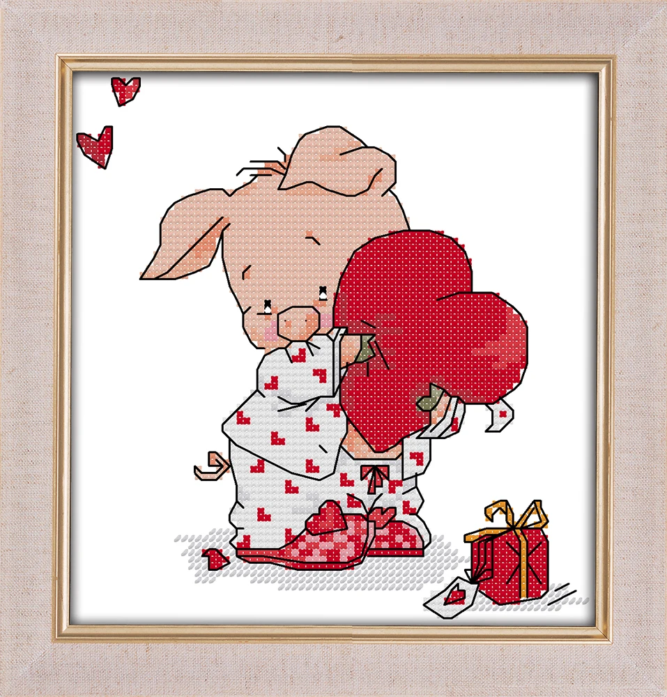 Набор для вышивки крестиком Love piggy aida 14ct 11ct рукоделие с принтом|handmade needlework|embroidery