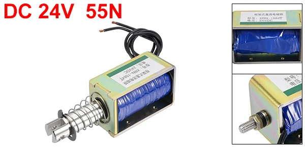 Uxcell DC12V 24V Магнитный соленоидный нажимной Тип открытая рамка Электромагнит 15N 55N 60N 10 мм Дорожный электромагнитный магнитный материал