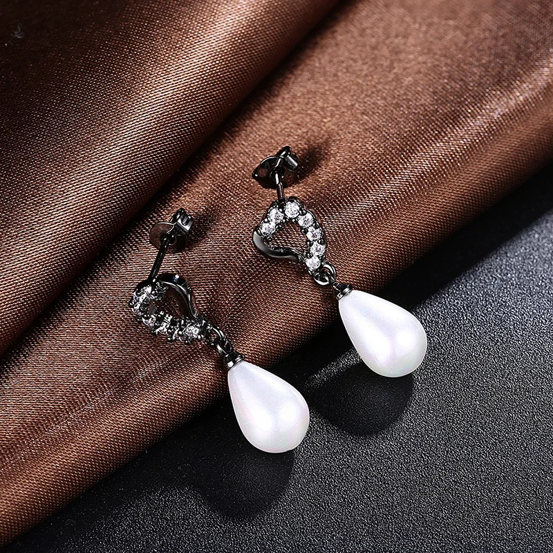 Модные серьги-гвоздики из искусственного жемчуга черного золота для женщин с