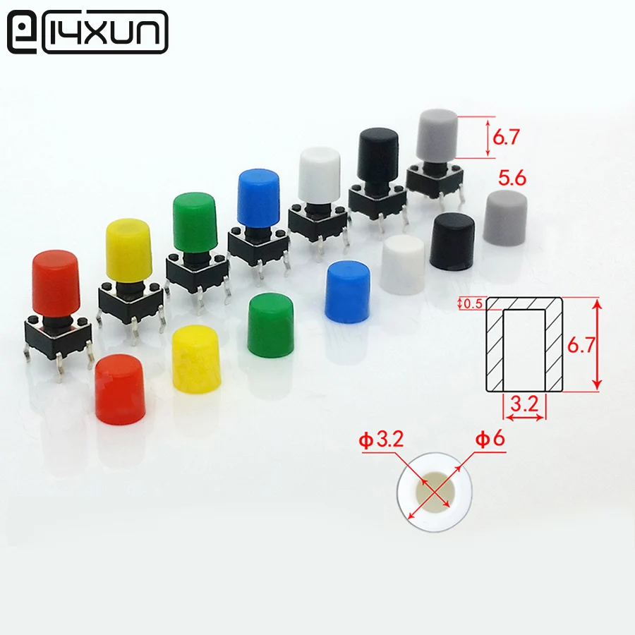 25Pcs Tactile Push Button Switch Cap 6mm Applies to 6*6 Self-locking / Non-locking | Обустройство дома