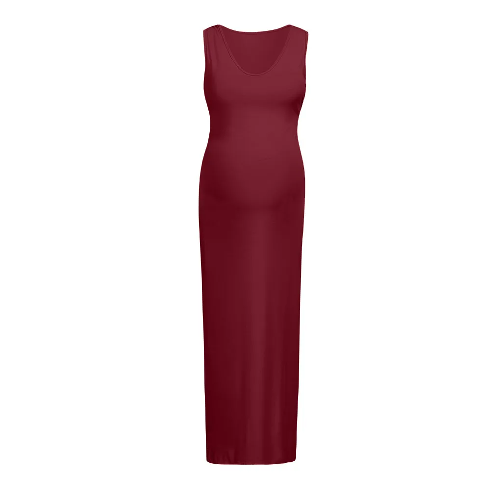 Женщины Твердые беременных материнства реквизит Bodycon Длинные платья на каждый