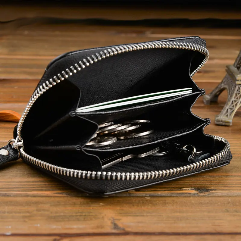 Мини Ключевой Бумажник Кожаный Подлинный Ключ Держатель Организатор мужской