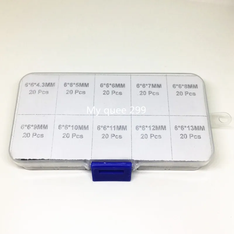 10 моделей 200 шт. 6х6 такт набор тактильных кнопочных переключателей высота: 4 3 мм ~ 13