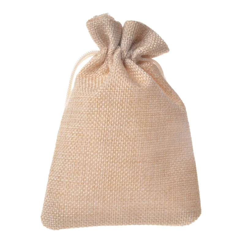 

Wholesale 50pcs/lot 10x14cm Beige Burlap Drawstring Jute Jewelry Packaging Pouches For Christmas Wedding Ring Necklace Gift Bag