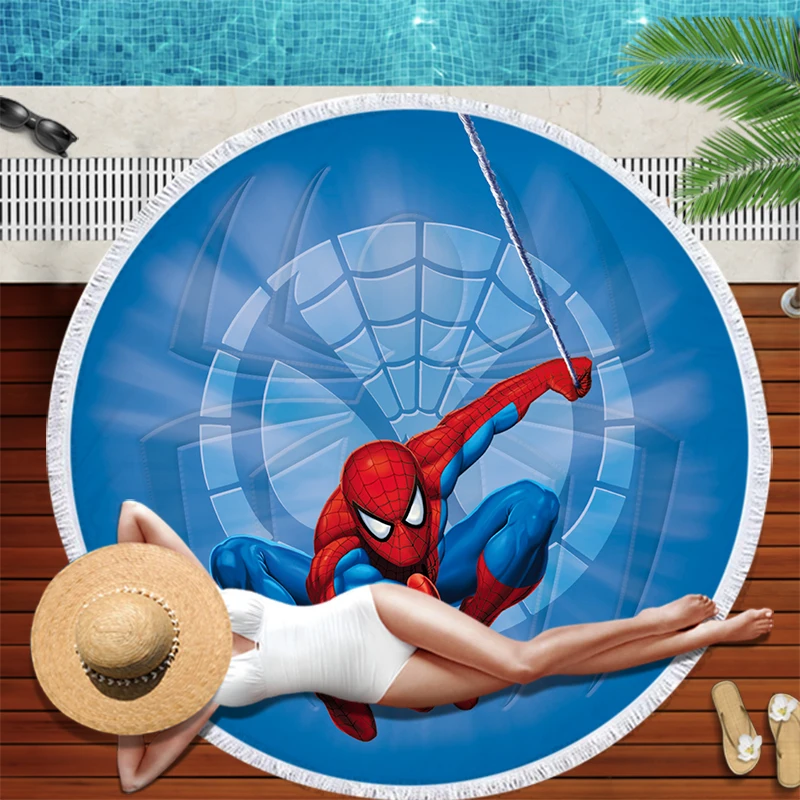 Disney, новинка, серия Человек-паук, микрофибра, пляжное полотенце для мам, малышей, спортивное купальное полотенце с кисточками для детей