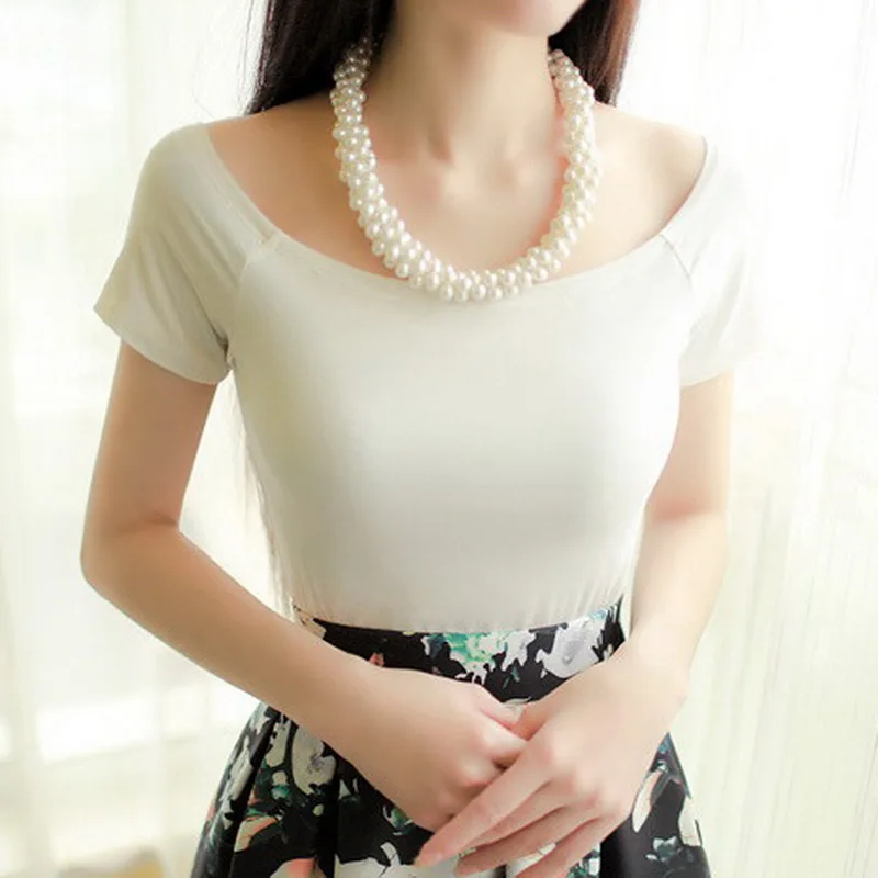 Женская футболка с открытыми плечами Милая в Корейском стиле Харадзюку принтом