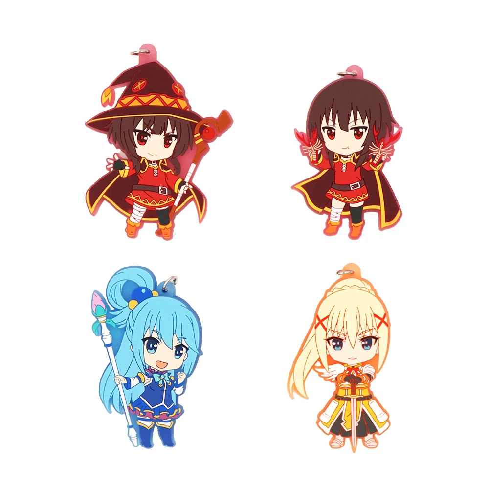 

KonoSuba Kono Subarashii Sekai ni Syukufuku Wo Anime Megumin Aqua Darkness Strap Rubber Keychain