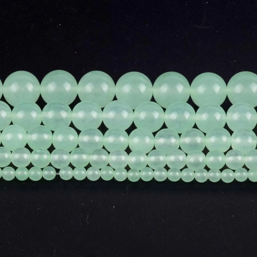 4 6 8 10 12mm Natural Light Green Jades Stone Round Loose Beads For Jewelry Making Handicraft Jewellery Accessories Wholesale | Украшения и