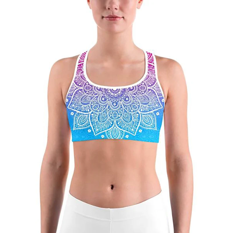 LI-FI Mandala Print Sports Bra High Stretch Breathable Top Fitness Women Padded for Running Yoga Gym Seamless Crop Bra Sport Bra