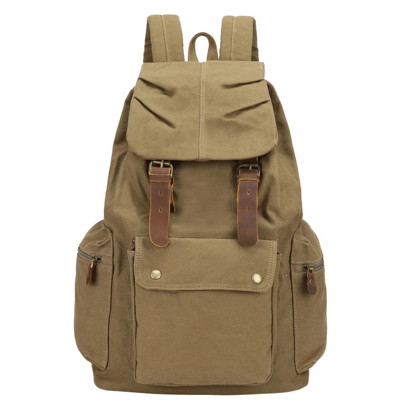 Army green MINIFOUS модный мужской Большой Вместительный холщовый рюкзак, женские дорожные рюкзаки, многофункциональная повседневная школьная сумка, винтажные дорожные сумки - Цвет: Army green