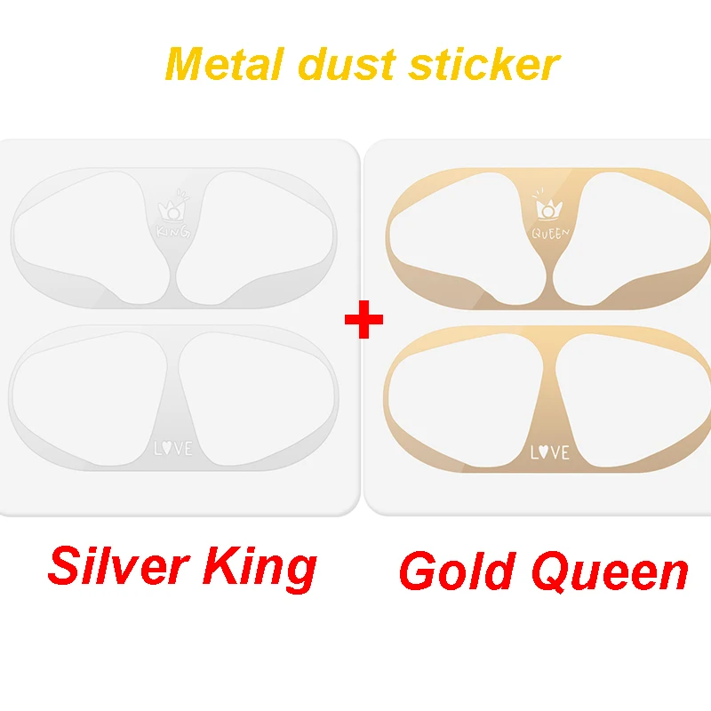 2pcs Silver Gold Чехол для наушников AirPods с 3D рисунком, чехол s для Apple Airpods 2, милые аксессуары, Защитная крышка с кольцом для пальцев - Цвет: 2pcs Silver Gold