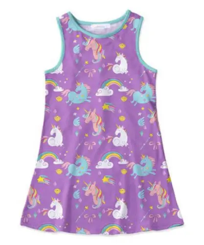 2018 новое летнее детское платье с единорогом Повседневное для маленьких девочек