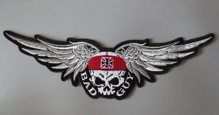 

flying skull Embroidery Patches for Jacket Back Vest Motorcycle Club Biker MC