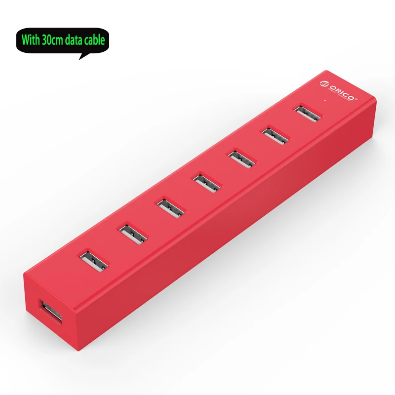 Распродажа usb-хаб 7 портов разветвитель 2,0 хаб для ноутбуков MAC идеально с кабелем для передачи данных 100 см/30 см - Цвет: Red