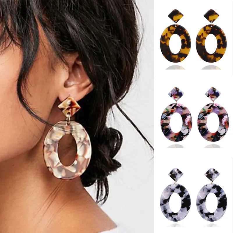 Женские Геометрические серьги подвески большие квадратные из акриловой смолы с