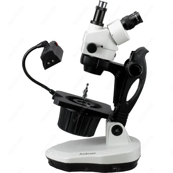 Стерео увеличительный микроскоп с драгоценными камнями AmScope 7X 90X улучшенный для