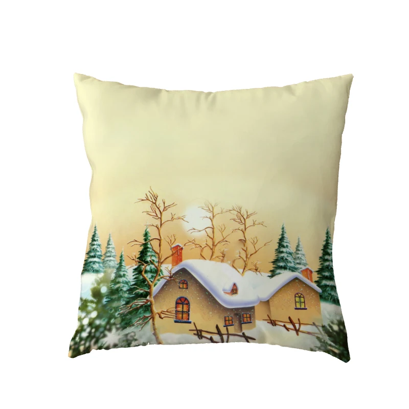 

Simple Christmas Cushion Cover Snowman Bell Bear Penguin Home Bedroom Sofa Holiday Gift Decor Polyester Peach Skin Pillowcases