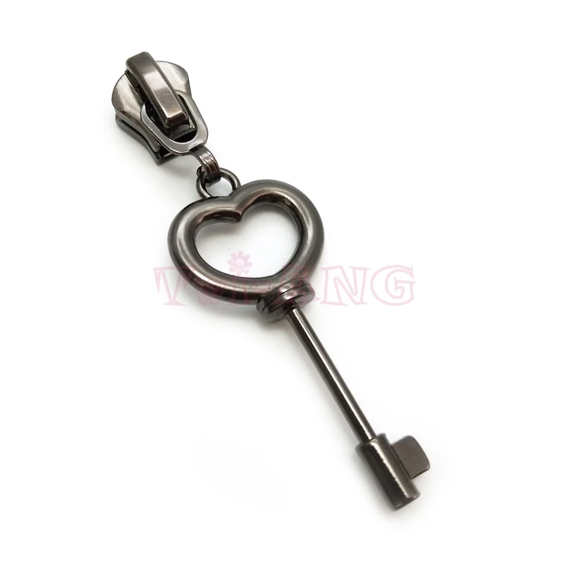 20 шт./лот милые блестящие черные слайдеры на молнии 8 # с надписью Love Key|Бегунки для