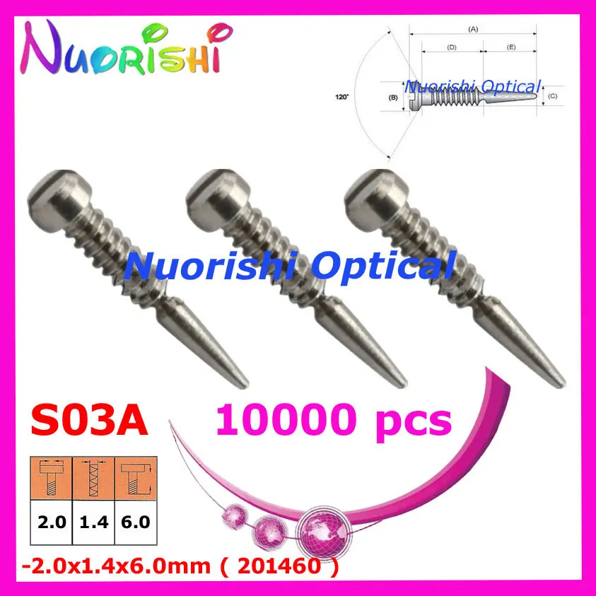S03A 2.0x1.4x6.0mm 10000pcs Glasses Eyewear Spectacle Accessories Spring Hinge Screws free shipping
