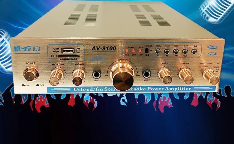 2018 домашний усилитель высокой мощности ktv караоке Hi Fi аудио AV 9100|Усилители