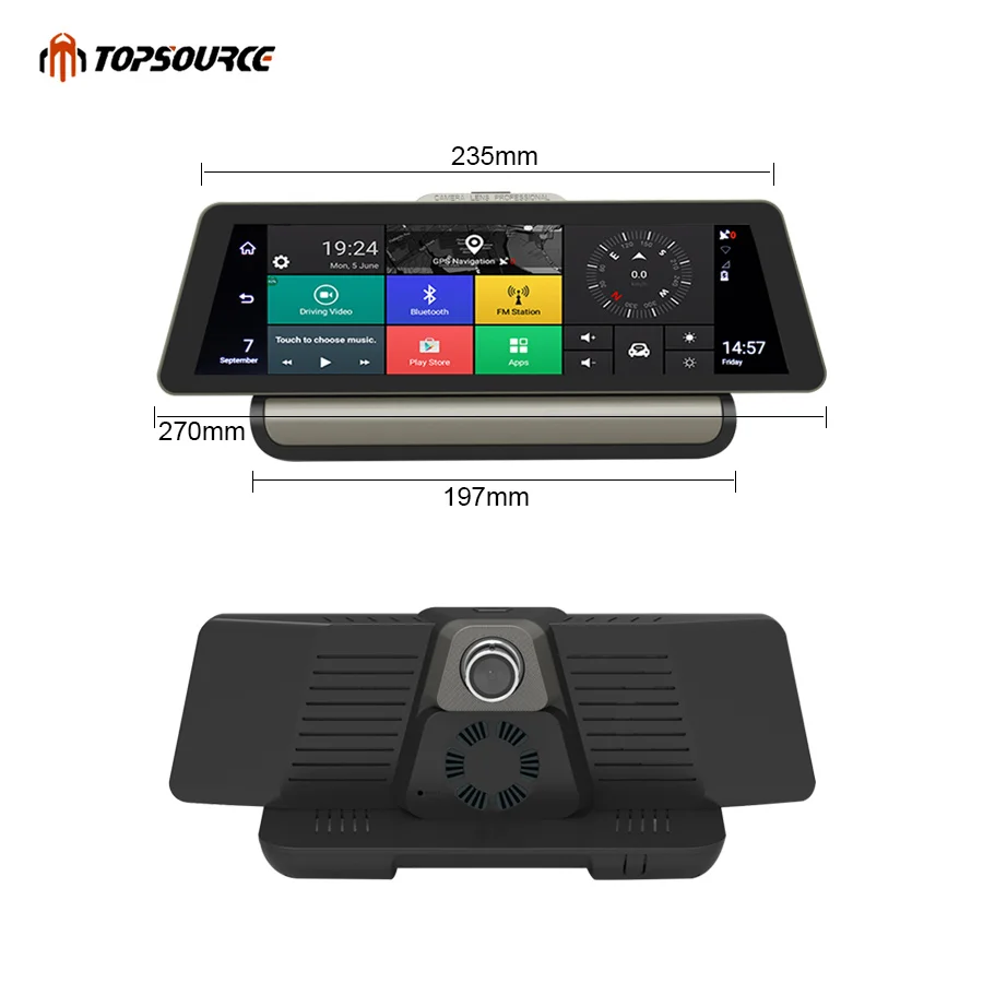 Автомобильный видеорегистратор TOPSOURCE 3G 4G 10 дюймов Android 5 0 1 HD
