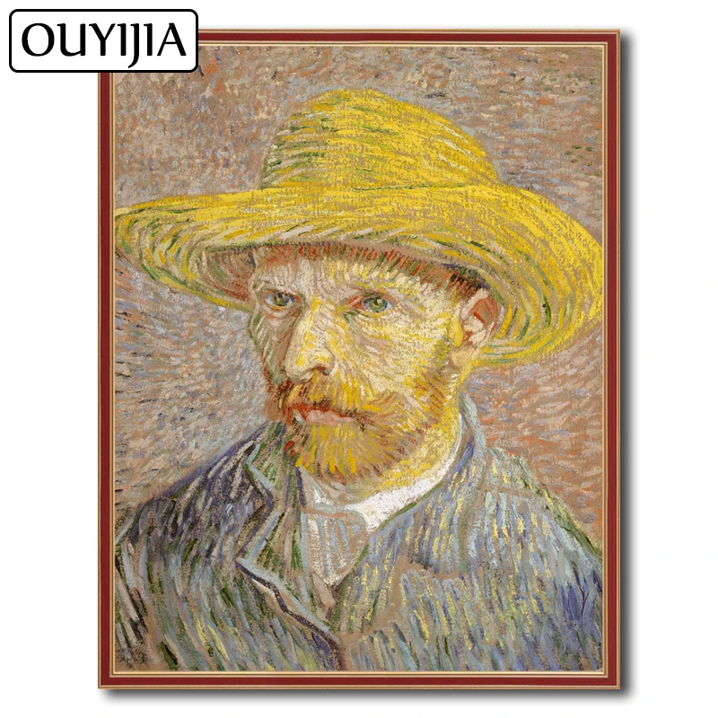 OUYIJIA 5D DIY Алмазная картина маслом Ван Гога Self Portrait с соломенная шляпа украшением