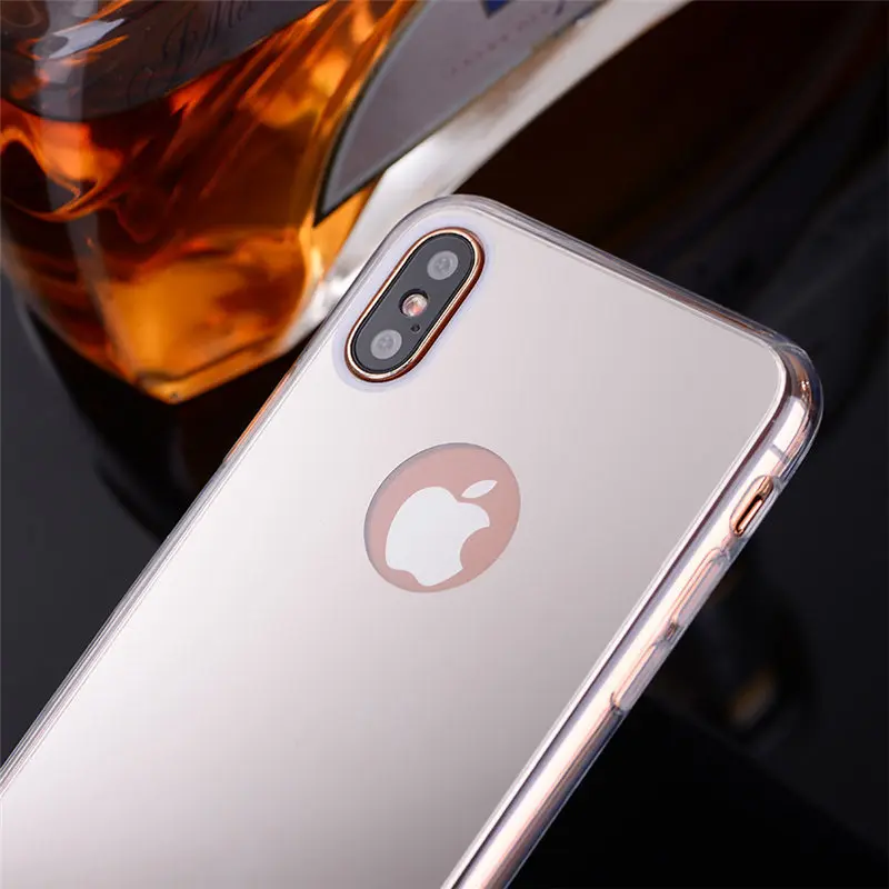 Прозрачный мягкий ТПУ чехол для iphone X XS 5S 5 SE 6 6S 7 Plus 4 4s силиконовый зеркальный |