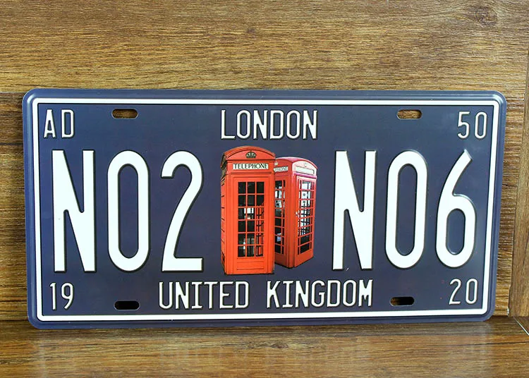 SP-CP-289 Car number &quot NO2-NO6 LONDON License Plates plate Vintage Metal tin sign Wall art craft painting 15x30cm | Дом и сад